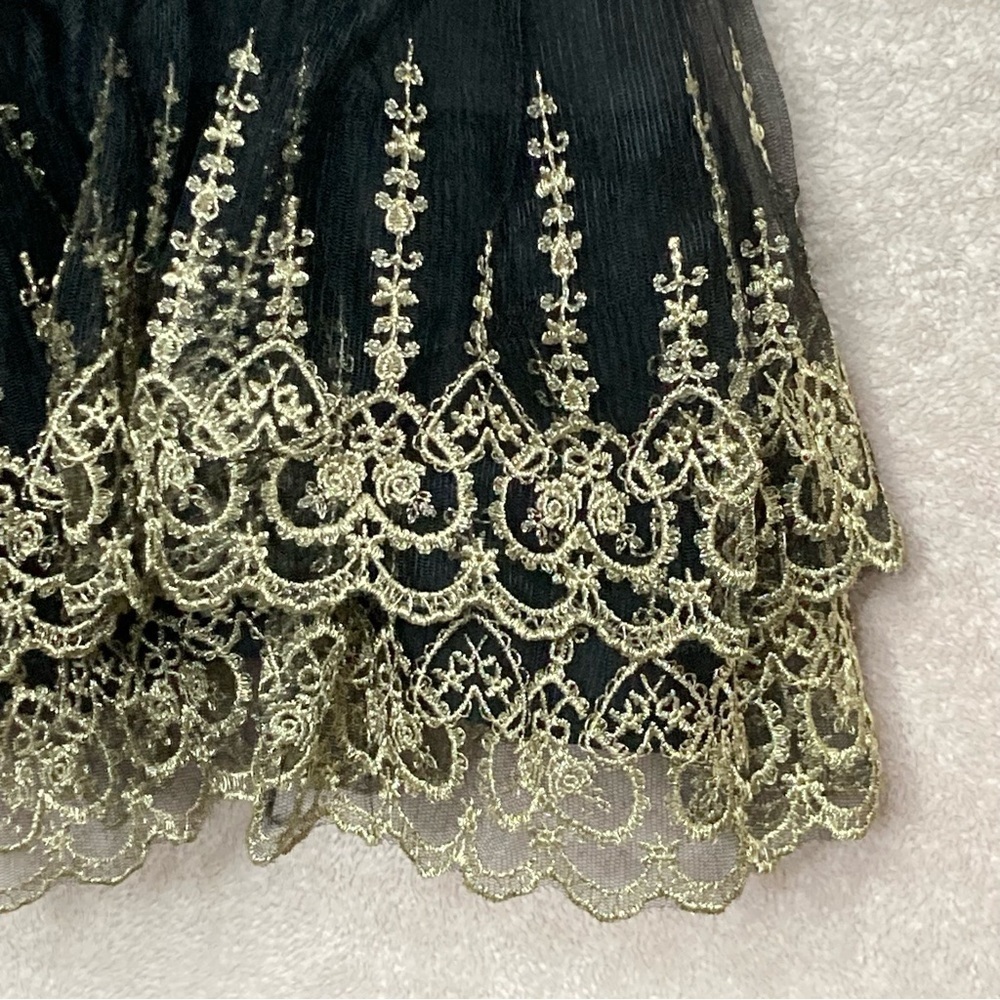 NEW Pomander Place Midi Dress Women’s M Black w/Gold Lace Formal Wedding Guest - Picture 5 of 8